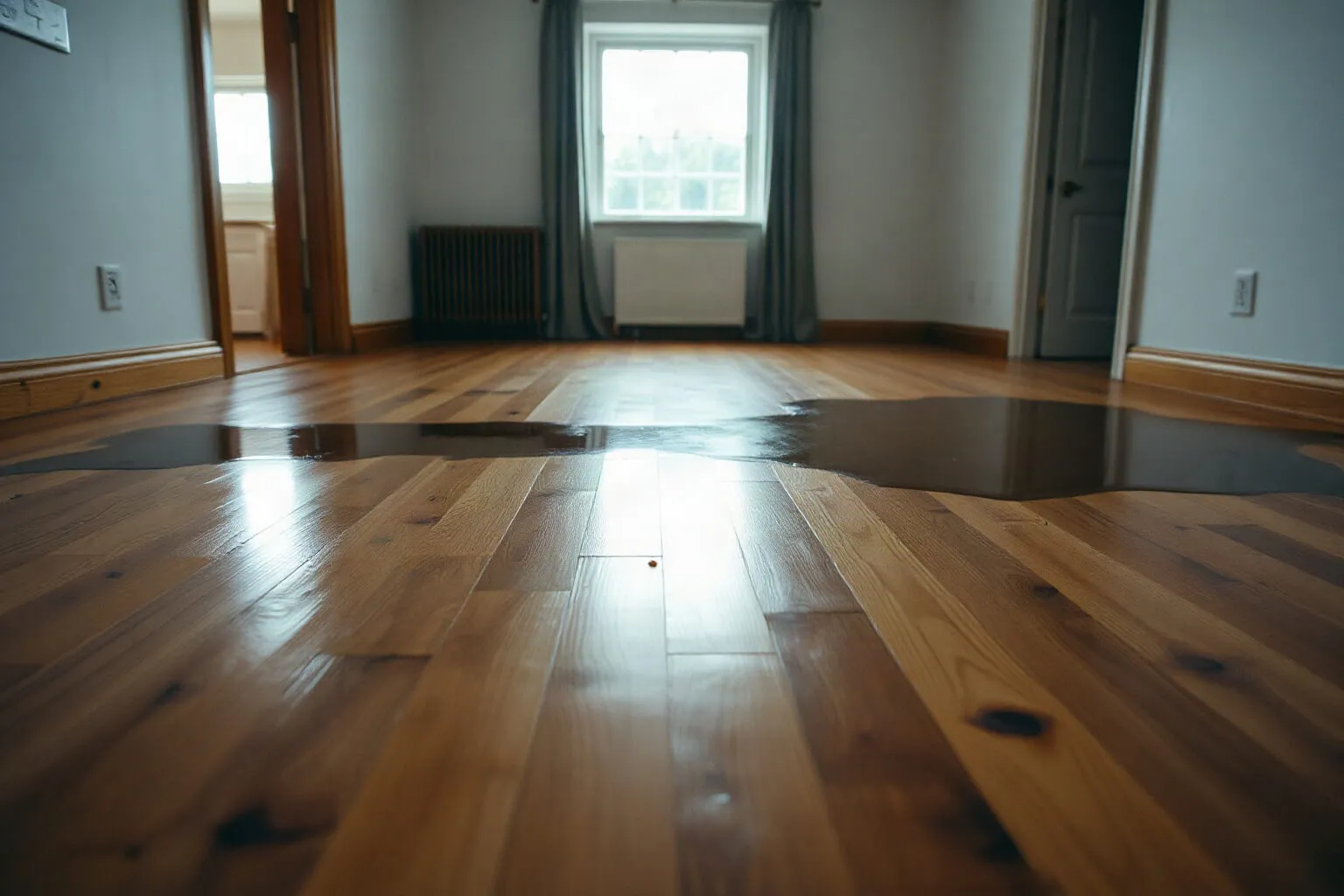 Parquet con la prima mano di olio ancora bagnata