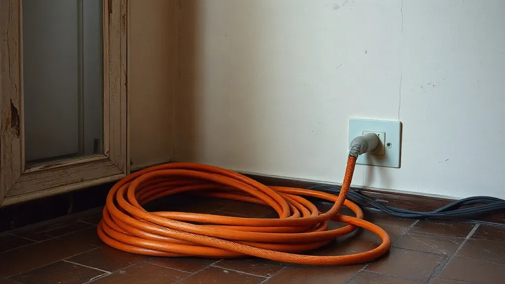 Cavo da cantiere raccolto sul pavimento