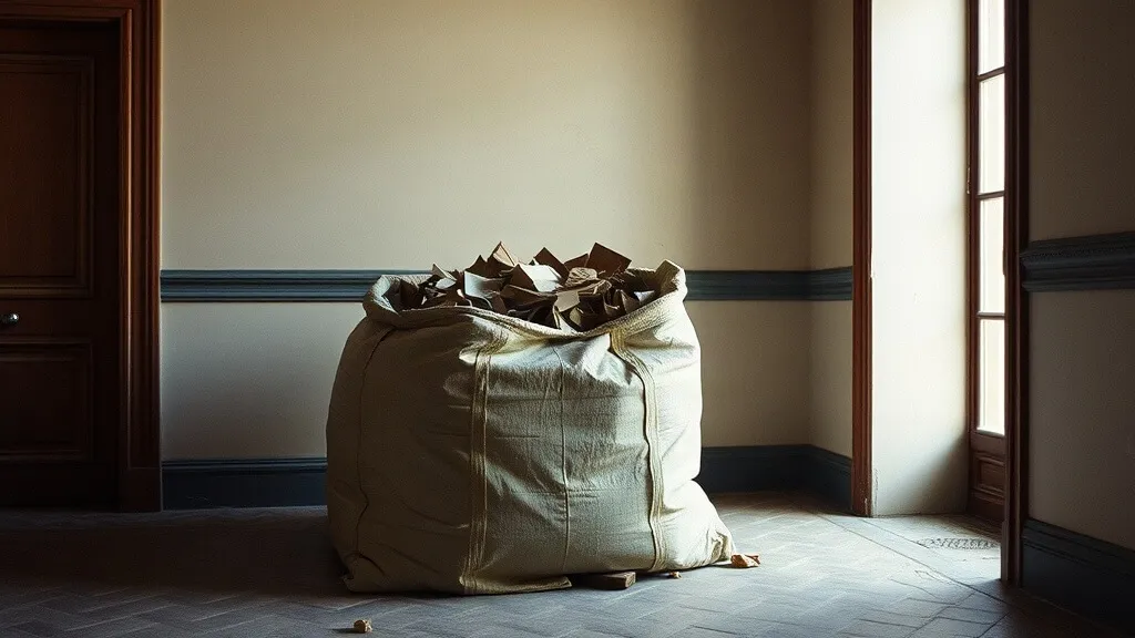 Big bag con i detriti della demolizione del pavimento