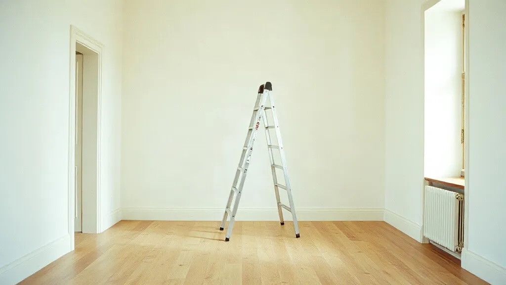 Scaletta da lavoro in una stanza vuota