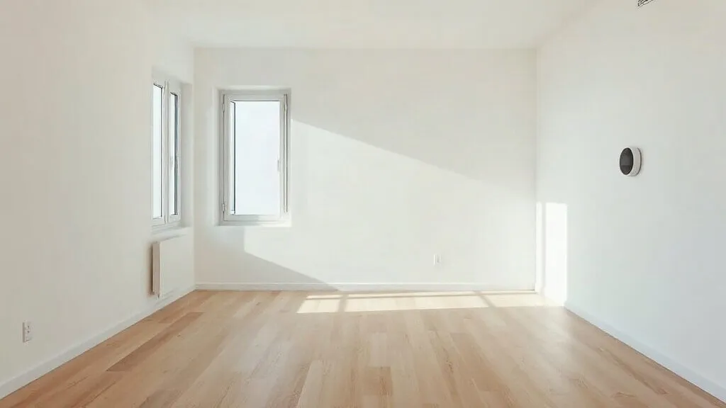 Stanza vuota di un appartamento nuovo con pavimento in legno chiaro