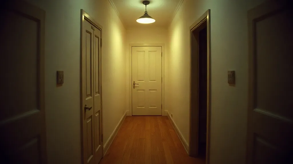 Disimpegno con parquet e una lampada al soffitto