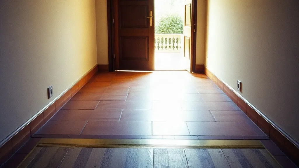 Ingresso dove il cotto incontra il parquet sulla soglia