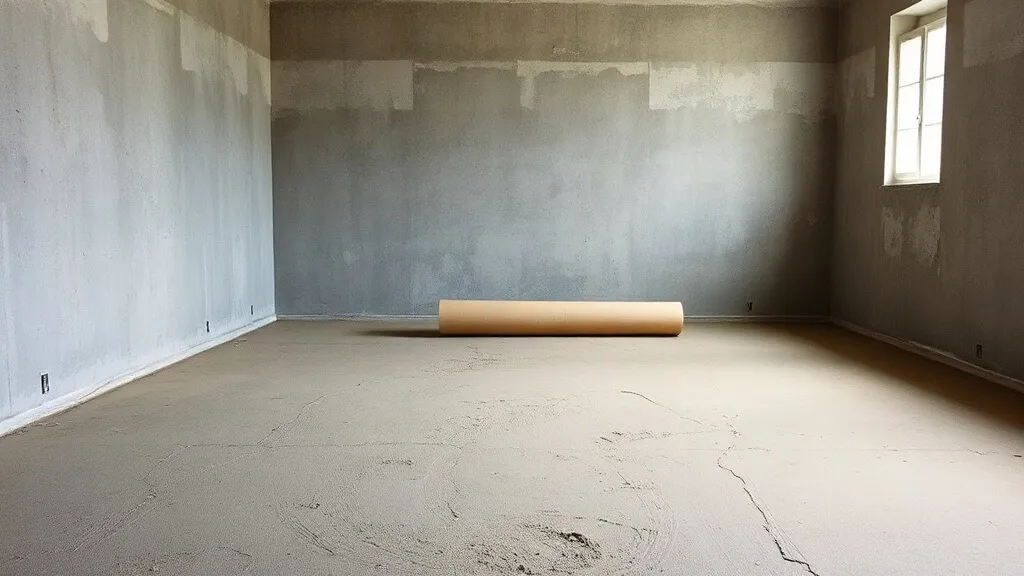 Stanza con il massetto a vista, pronta per la posa del parquet: lavoro del parquettista Aurelio