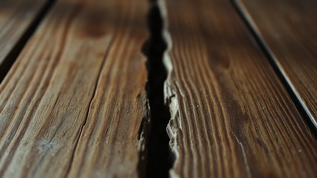 Fughe aperte fra le tavole di un parquet che si &egrave; ritirato: lavoro del parquettista Aurelio