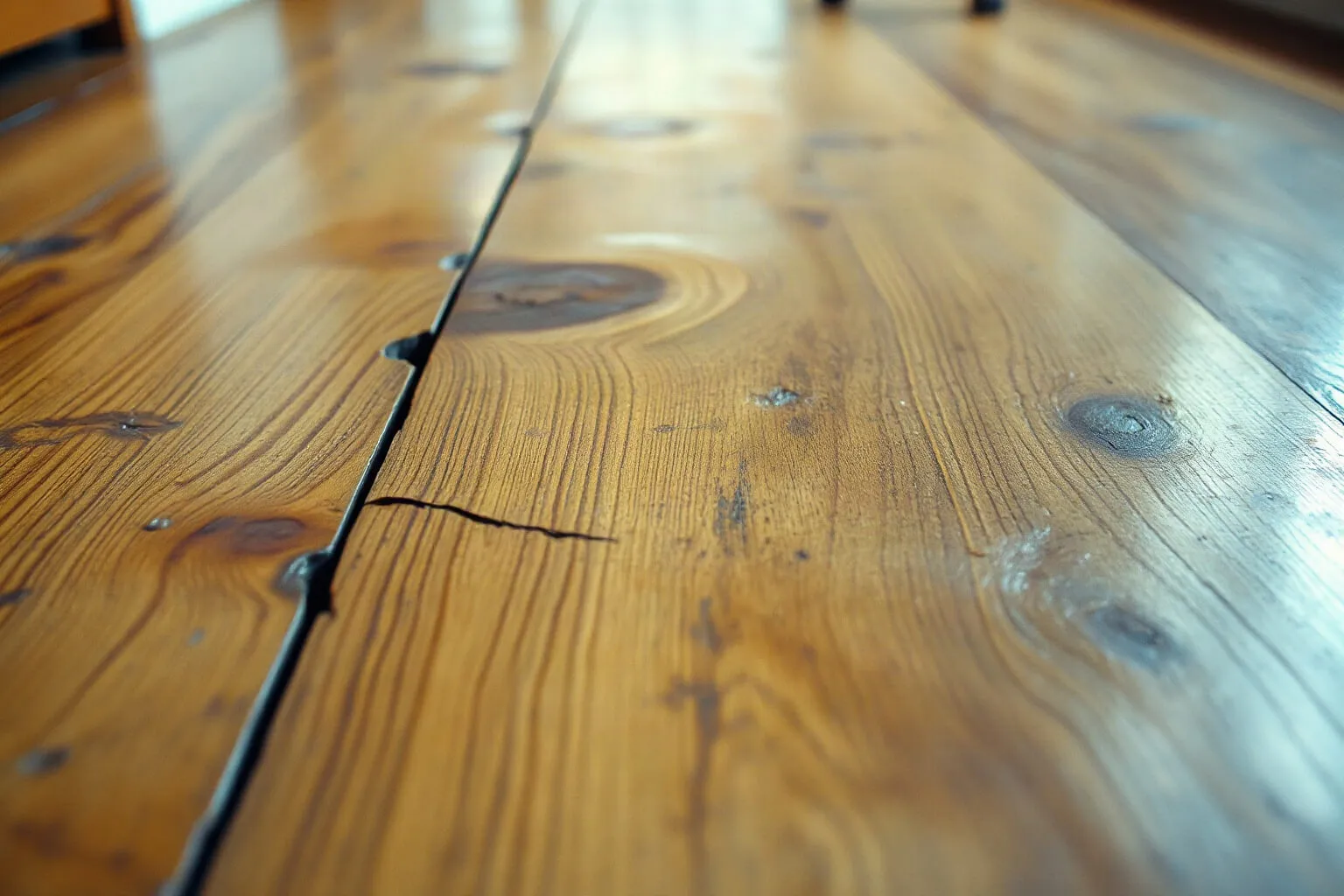 Parquet antico dalla patina dorata e con il segno del passaggio