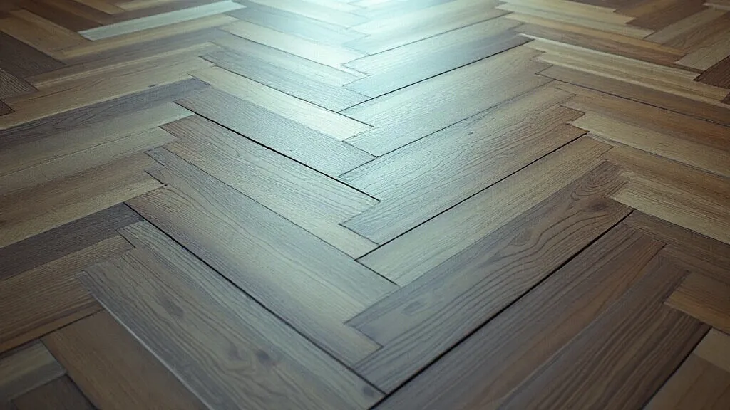 Pavimento in legno posato a spina di pesce visto da vicino
