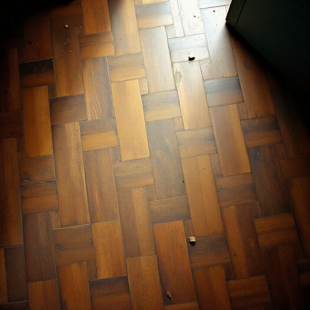 Parquet antico a quadrotte con la patina del tempo